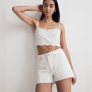 Madewell Relaxed Denim Shorts in White Size 29 New Cut Off High Rise